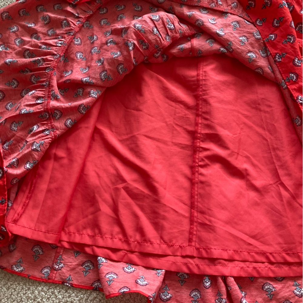 Ann Taylor Tiered Full Body Maxi Skirt Size Medium Bright Red Pattern Like New - Picture 7 of 8